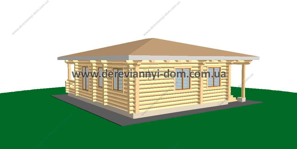 Проект деревянного дома со сруба  S=112 м²