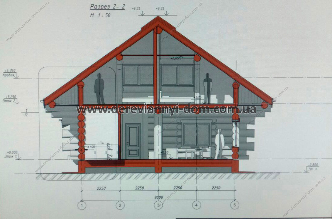 План деревянного дома со сруба  S=147 м²